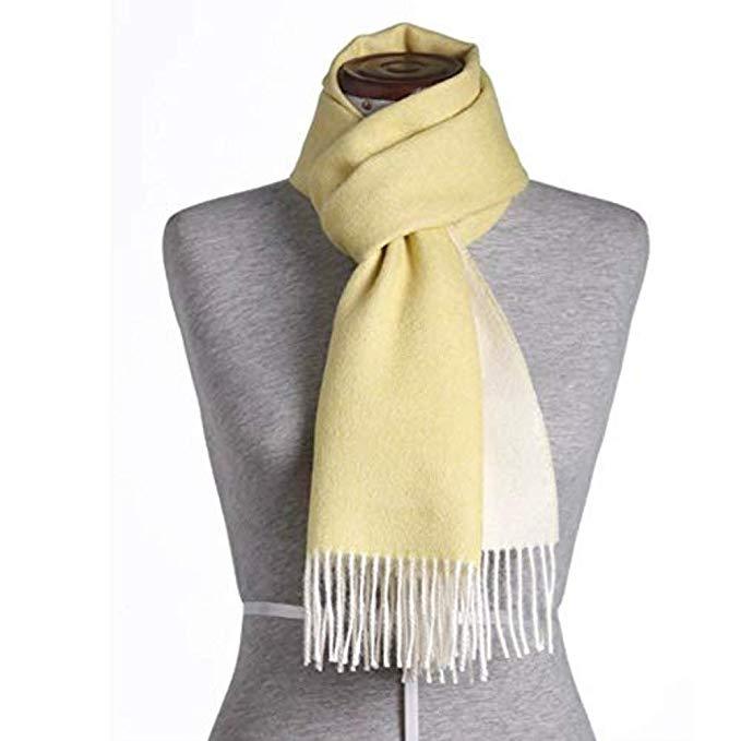 Great Natural Alpaca 100% baby alpaca scarf, yellow-white colour