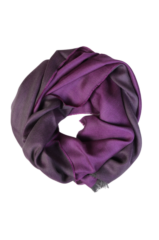 Dark purple double-sided alpaca wool silk blend scarf