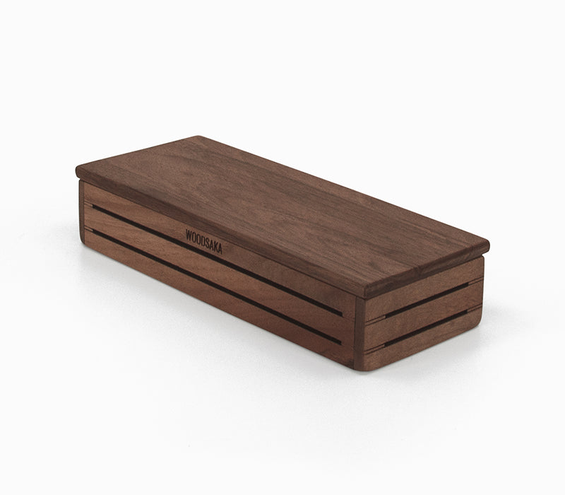3Line Horizontal Pencil Case with Cover - Walnut