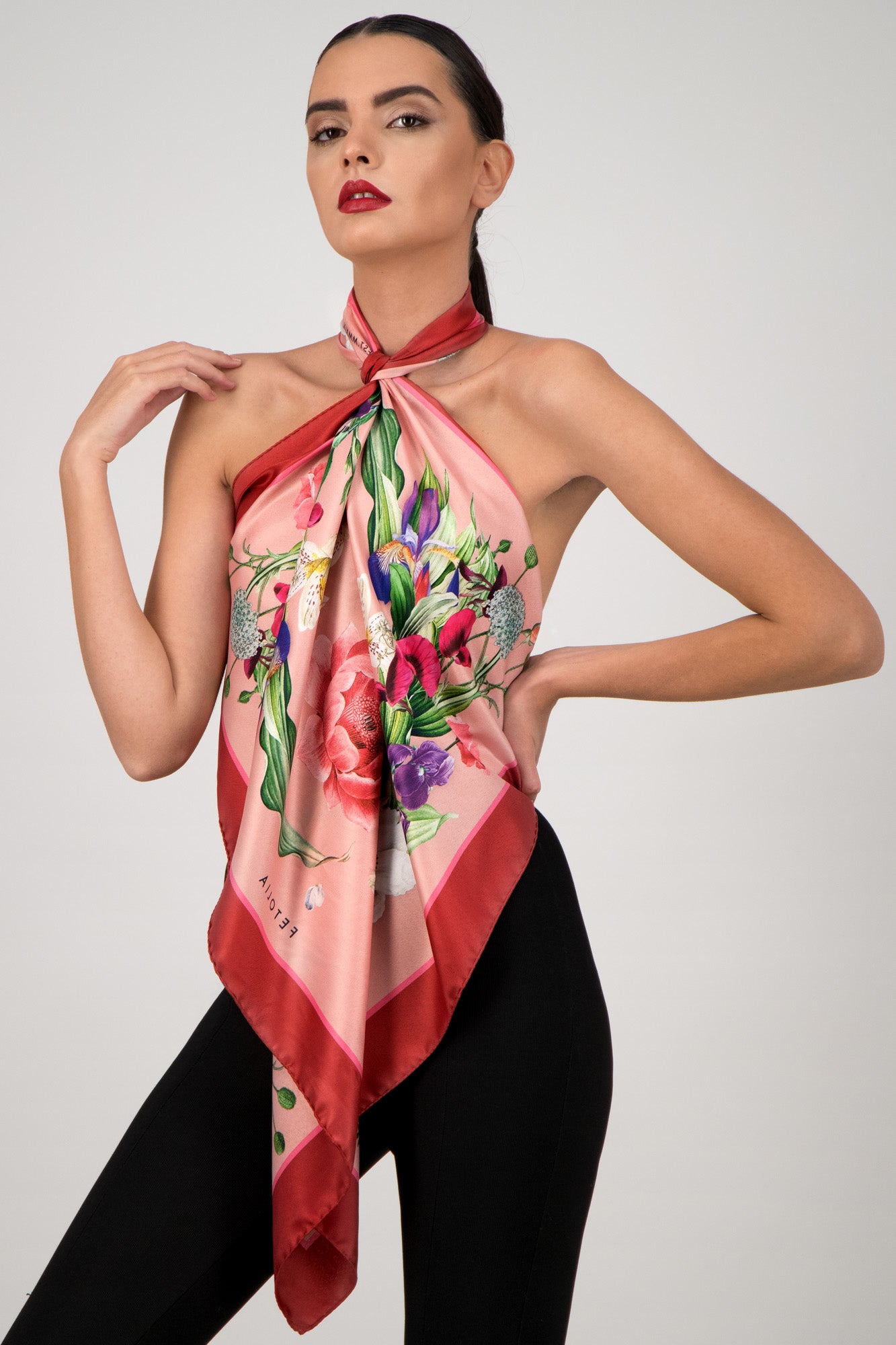 Secret Garden - Bordeaux-Pink - 100% Silk Scarf