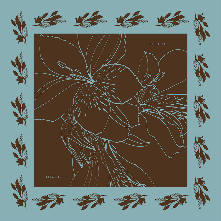 The Magnificent Alstroemeria - Brown - 100% Silk Scarf