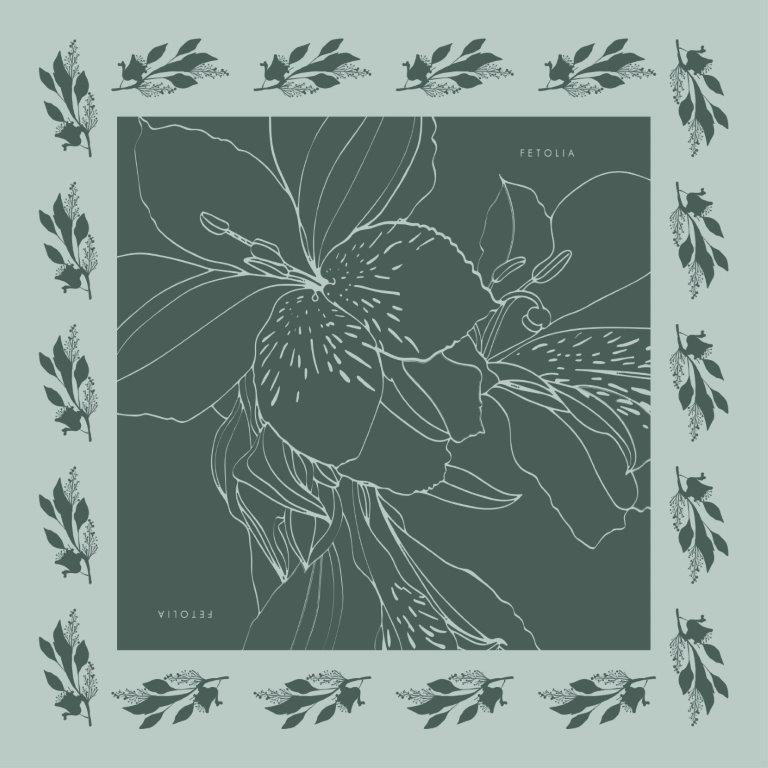 The Magnificent Alstroemeria - Green Smoke - 100% Silk Scarf