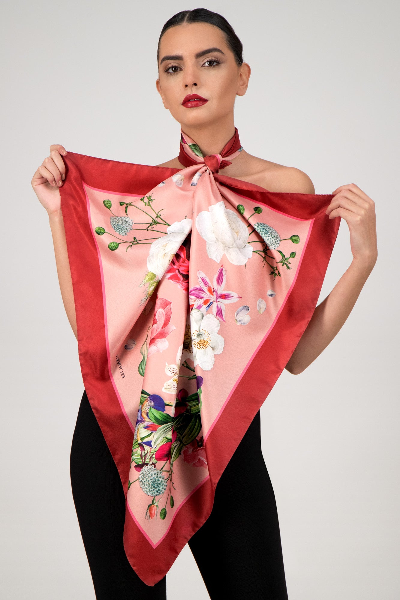 Secret Garden - Bordeaux-Pink - 100% Silk Scarf