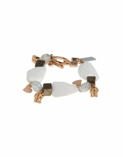 White onyx and aquamarine stones beaded bracelet