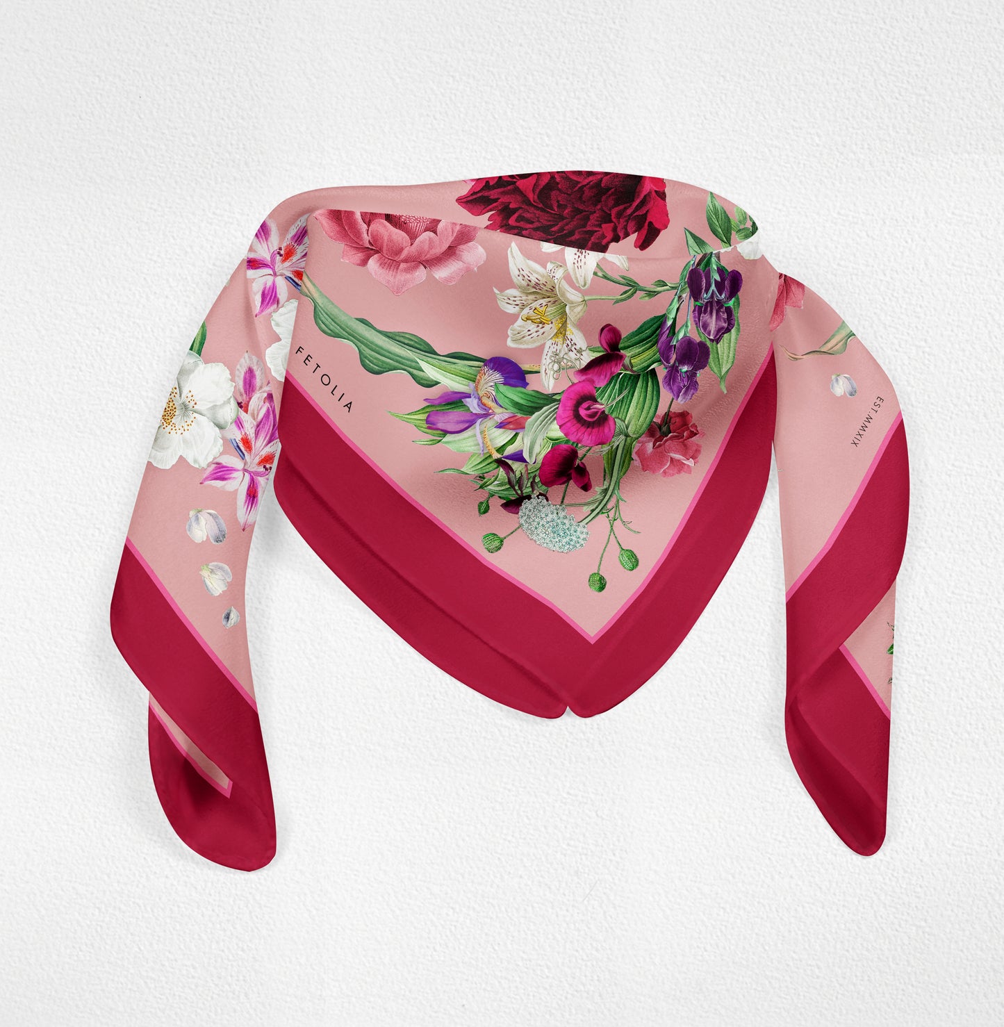 Secret Garden - Bordeaux-Pink - 100% Silk Scarf