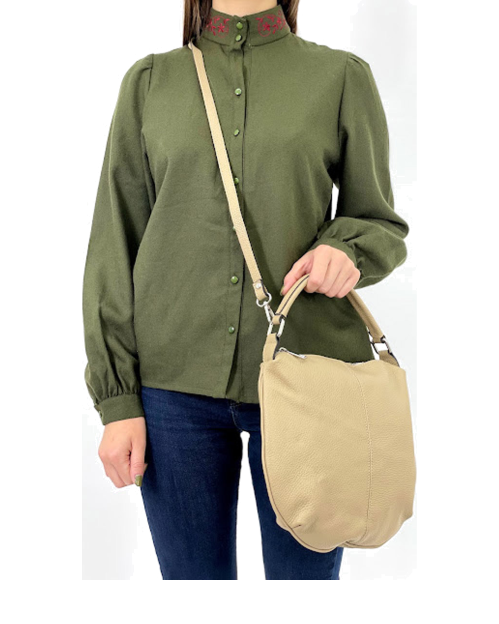 Bolso de mano Basso Beige