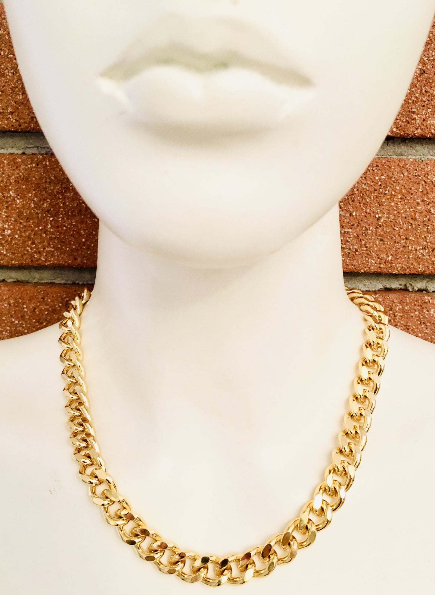 18kt Gold plated brass Curb Chain Necklace and rudder clasp. Rudder