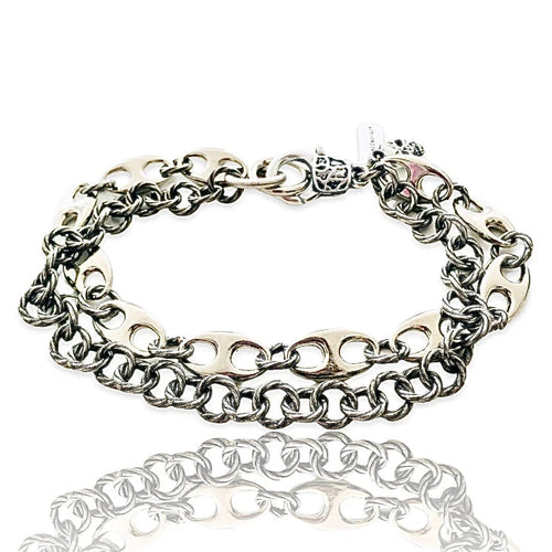 Silver and Copper Marine Link Chain Mens Bracelet, made in Italy, in 2