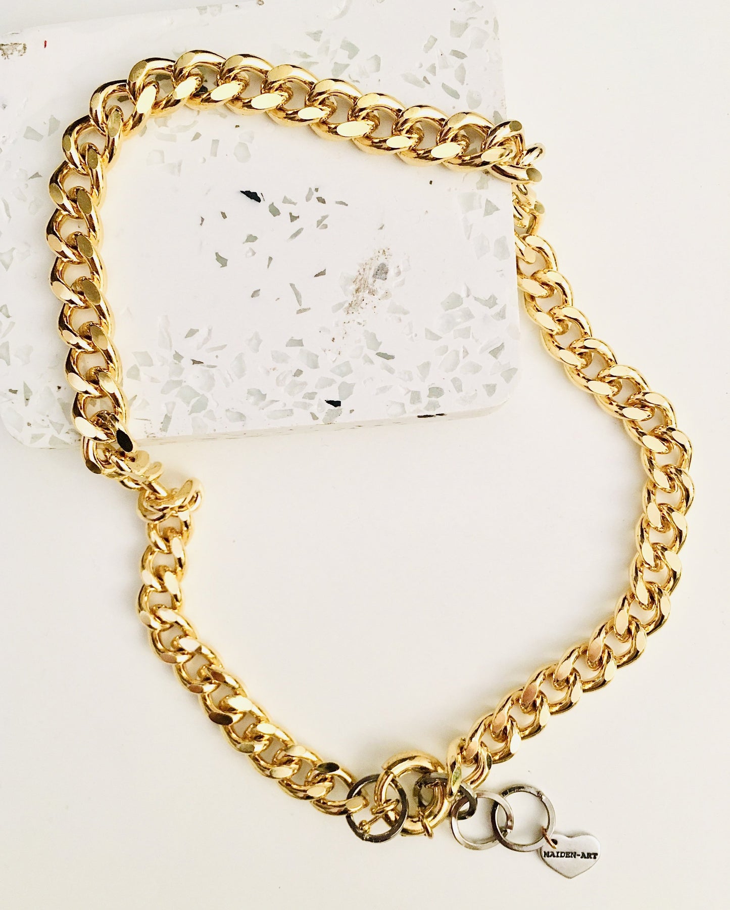 18kt Gold plated brass Curb Chain Necklace and rudder clasp. Rudder