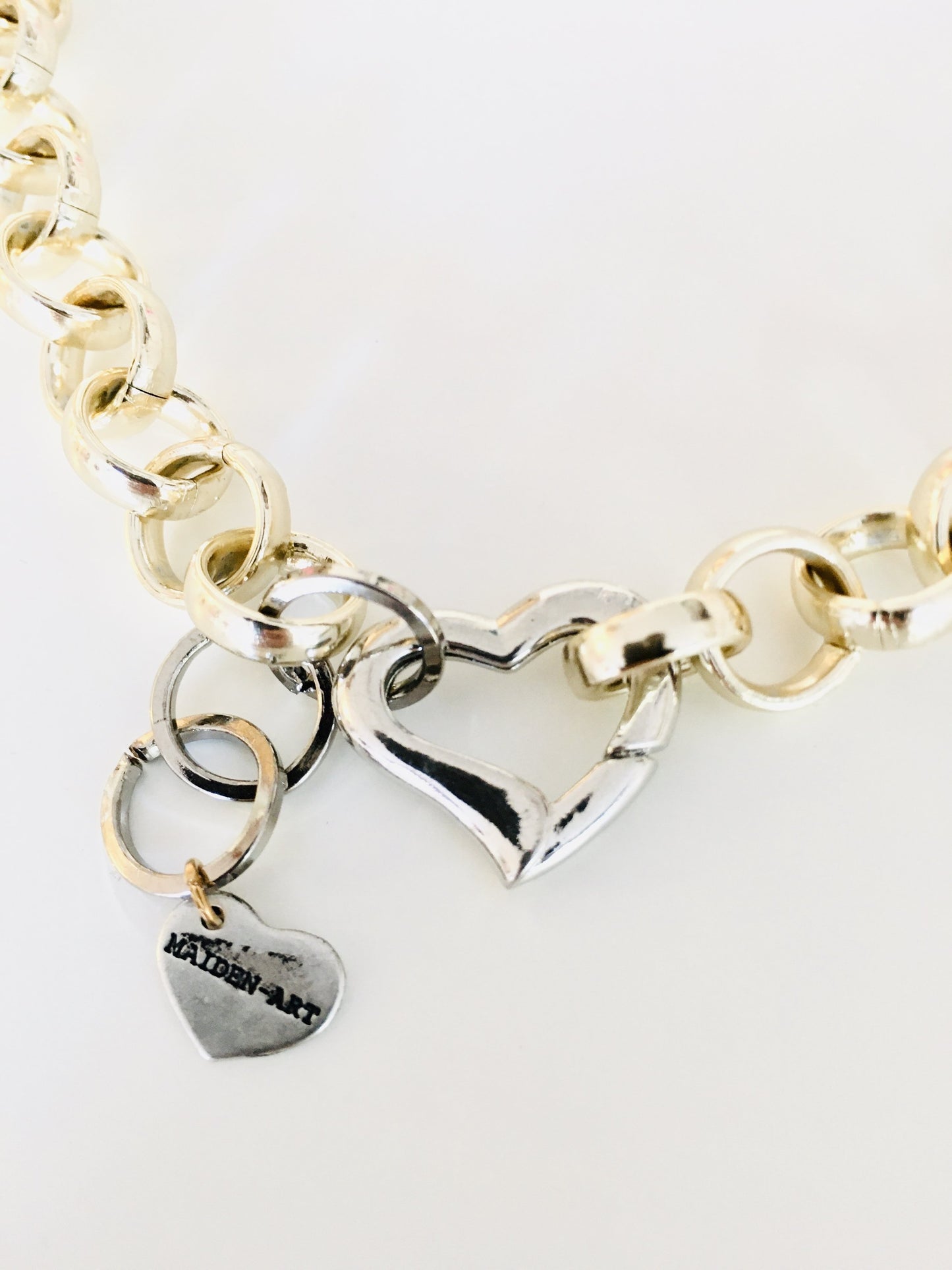 18kt Gold Plated Brass Choker Necklace and Silver Heart Clasp.