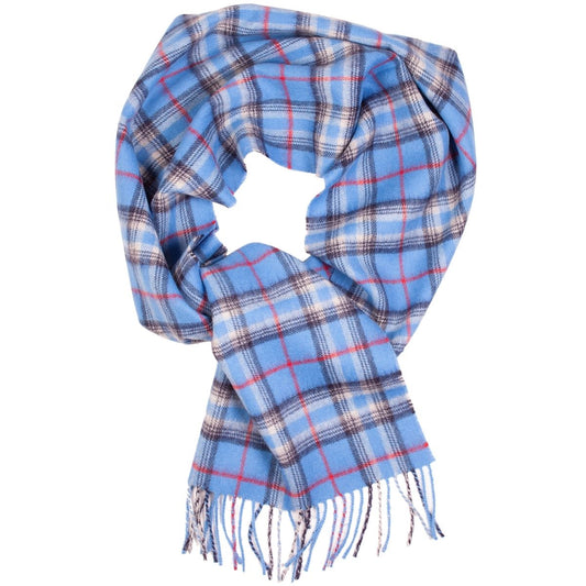 Alpaca wool blue checkered scarf