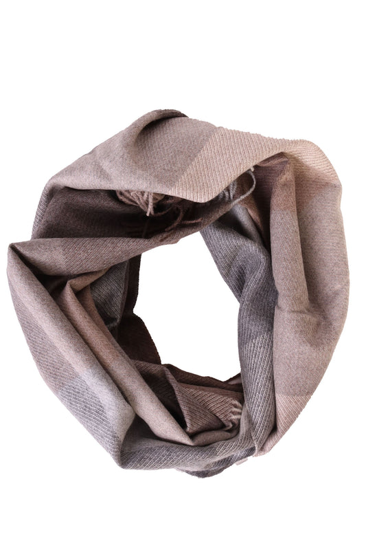 Alpaca wool beige-grey checked big scarf