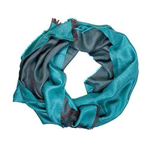 Alpaca wool and silk double face turquoise shawl